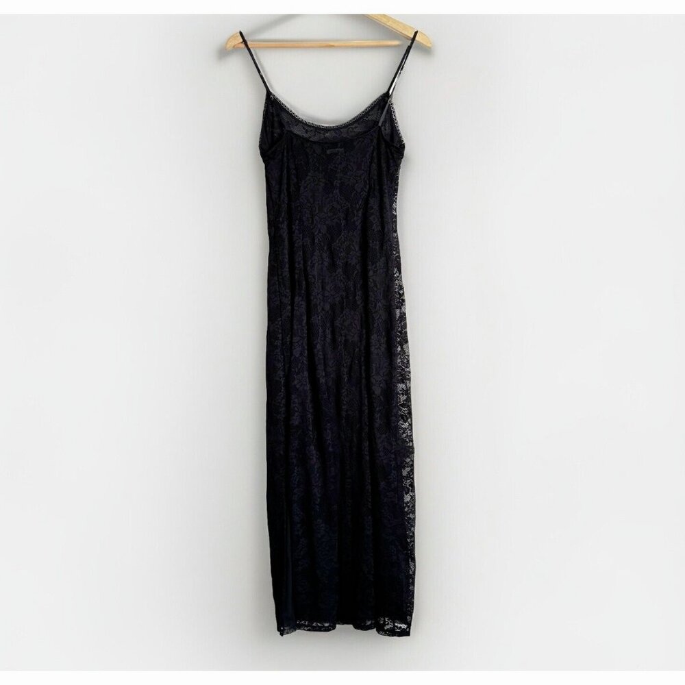 Natori Womens Medium Black Lace Romantic Whimsigoth Slip Midi Dress Feminine - Picture 11 of 12